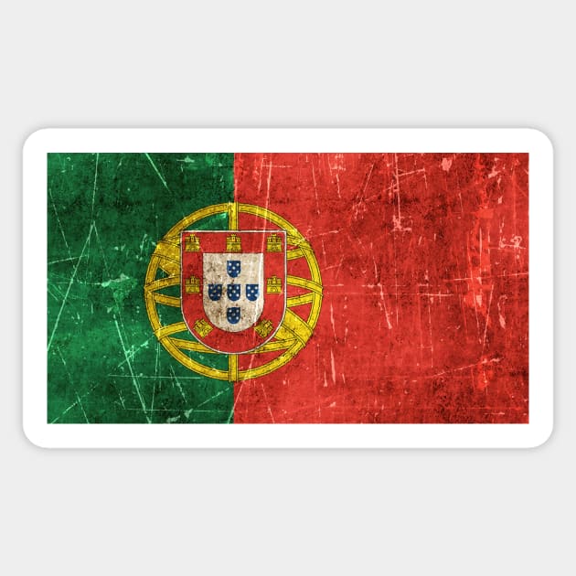 Vintage Aged and Scratched Portuguese Flag Sticker by jeffbartels